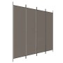 Biombo divisor de 4 paneles de tela gris antracita 698x180 cm