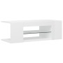 Mueble de TV con luces LED blanco brillante 90x39x30 cm