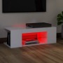 Mueble de TV con luces LED blanco brillante 90x39x30 cm