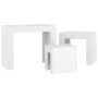 Mesas de centro apilables 3 piezas madera contrachapada blanco