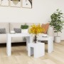 Mesas de centro apilables 3 piezas madera contrachapada blanco