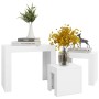 Mesas de centro apilables 3 piezas madera contrachapada blanco