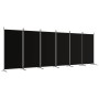 Biombo divisor de 6 paneles de tela negro 520x180 cm
