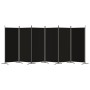 Biombo divisor de 6 paneles de tela negro 520x180 cm