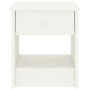 Mesita de noche madera maciza de mango blanco 35x30x40 cm