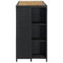 Mesa bar estante almacenaje 120x60x110 cm ratán sintético negro
