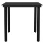 Mesa de comedor de jardín acero y vidrio negra 80x80x74 cm