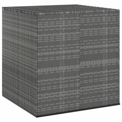 Baúl de cojines para jardín de ratán PE gris 100x97,5x104 cm