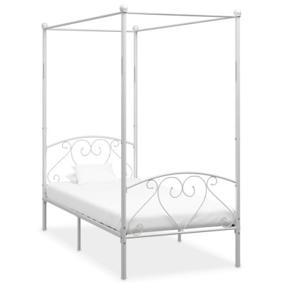 Estructura cama con dosel sin colchón metal blanco 120x200 cm