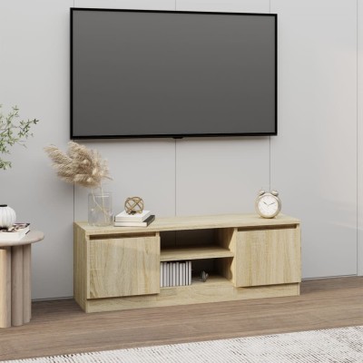 Mueble de TV con puerta roble Sonoma 102x30x36 cm