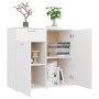 Aparador de madera contrachapada blanco 80x36x75 cm