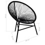 Silla redonda de jardín ratán sintético negro