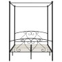 Estructura cama con dosel sin colchón metal negro 160x200 cm