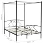 Estructura cama con dosel sin colchón metal negro 160x200 cm