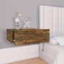 Mesita de noche flotante madera roble ahumado 40x30x15 cm