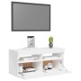 Mueble de TV con luces LED blanco brillante 90x35x40 cm