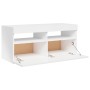 Mueble de TV con luces LED blanco brillante 90x35x40 cm
