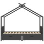 Estructura de cama infantil y cajones madera pino gris 90x200cm