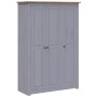 Armario 3 puertas madera pino Panamá Range gris 118x50x171,5cm