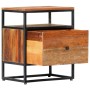 Mesita de noche de madera maciza reciclada y acero 40x30x50 cm