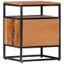 Mesita de noche de madera maciza reciclada y acero 40x30x50 cm