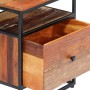 Mesita de noche de madera maciza reciclada y acero 40x30x50 cm