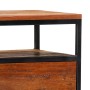 Mesita de noche de madera maciza reciclada y acero 40x30x50 cm