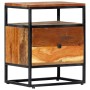 Mesita de noche de madera maciza reciclada y acero 40x30x50 cm