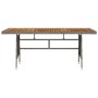 Mesa de jardín ratán PE y acacia maciza gris 160x70x72 cm
