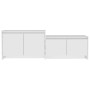 Mueble de TV madera contrachapada blanco brillo 146,5x35x50 cm