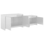 Mueble de TV madera contrachapada blanco brillo 146,5x35x50 cm