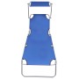 Tumbona plegable con toldo aluminio azul