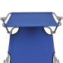 Tumbona plegable con toldo aluminio azul