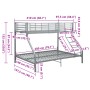 Estructura de litera de metal gris 140x200 cm/90x200 cm