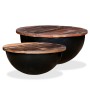 Set mesa de centro forma de bol 2 uds madera reciclada negro