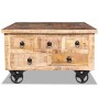 Mesa de centro de madera de mango rugosa 70x70x40 cm