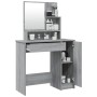 Tocador con espejo color gris sonoma 86,5x35x136 cm