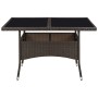 Mesa de comedor de jardín ratán sintético y vidrio marrón