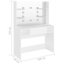 Tocador de maquillaje con luces LED MDF blanco 100x40x135 cm