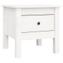 Mesa auxiliar 2 uds de madera maciza de pino blanco 40x40x39 cm