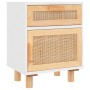 Mesitas de noche 2 uds madera maciza pino blanco ratán natural