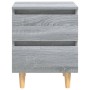 Mesitas de noche 2 uds patas de madera gris Sonoma 40x35x50 cm