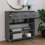 Mesa consola madera maciza de pino gris oscuro 90x35x90 cm