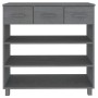 Mesa consola madera maciza de pino gris oscuro 90x35x90 cm