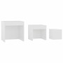 Mesas apilables 3 piezas madera contrachapada blanco