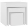 Mesas apilables 3 piezas madera contrachapada blanco