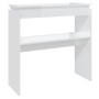 Mesa consola madera contrachapada blanco brillante 80x30x80 cm