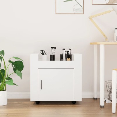 Carrito de escritorio madera contrachapada blanco 60x45x60 cm