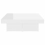 Mesa de centro madera contrachapada blanco brillante 90x90x28cm