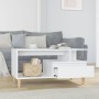 Mesa de centro madera contrachapada blanco brillo 90x49x45 cm